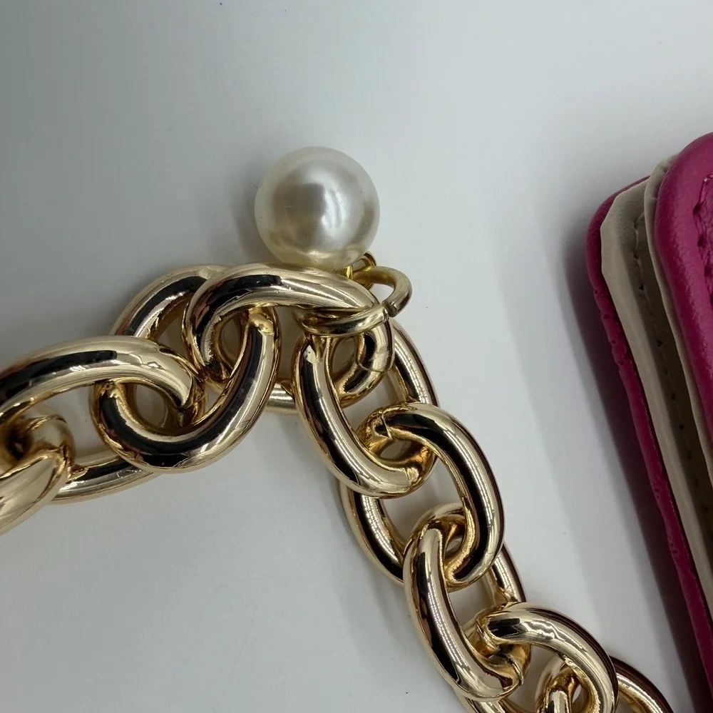 NWT Juicy Couture Top Notch Card Wallet Gold Charms Wristlet Raspberry Tart